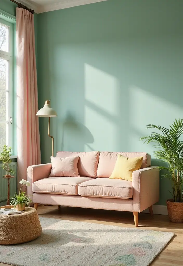 30 Living Room Color Decor Ideas - 2. Retro Pastels 1