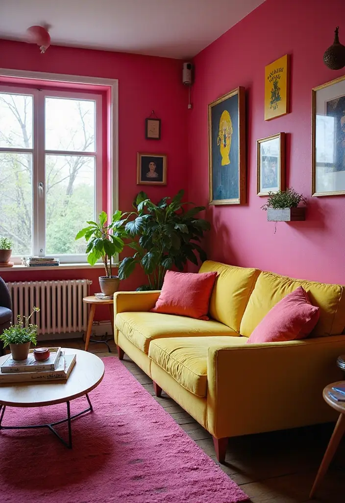 30 Living Room Color Decor Ideas - 21. Neon Accents 1