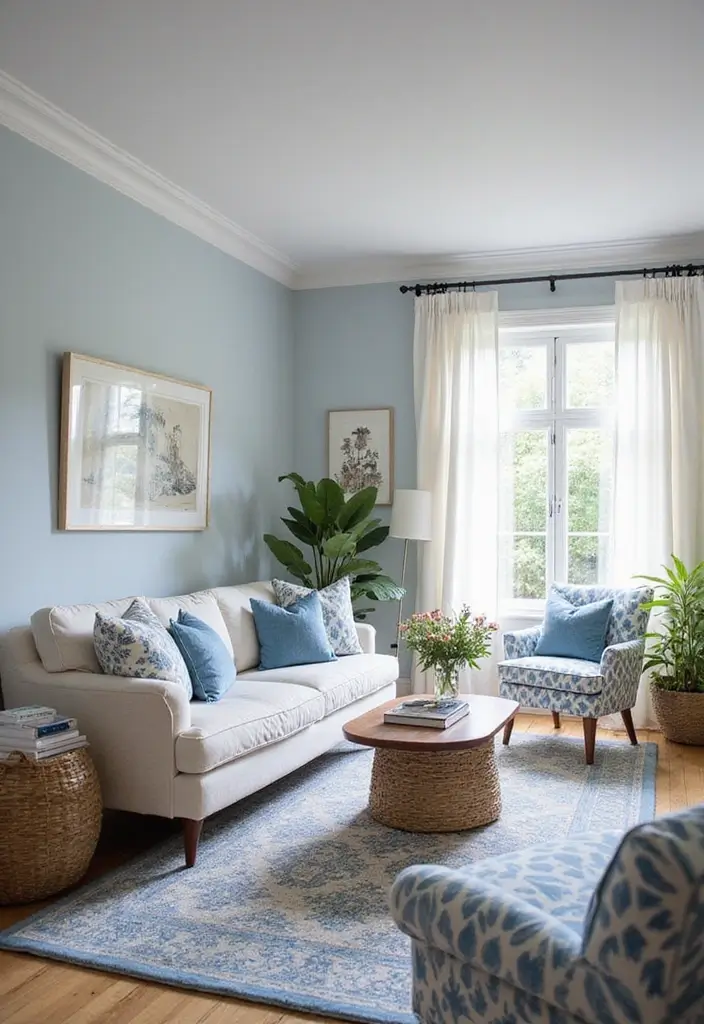 30 Living Room Color Decor Ideas - 23. Classic Blue and White 1