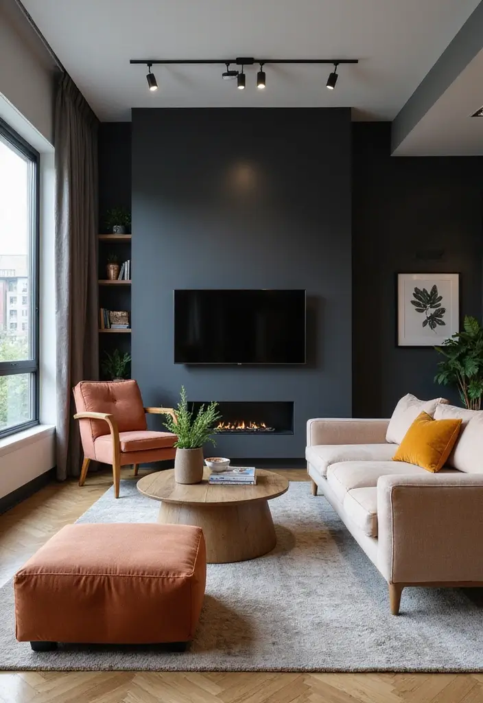 30 Living Room Color Decor Ideas - 27. Contemporary Charcoal 1