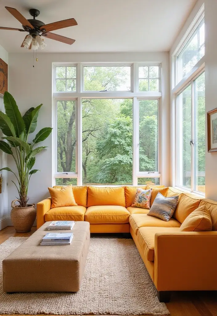 30 Living Room Color Decor Ideas - 30. Tropical Mango 1