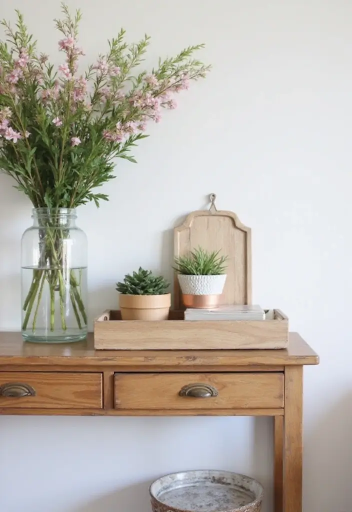 30 Living Room Console Table Decor Ideas - 1. Layered Textures 1