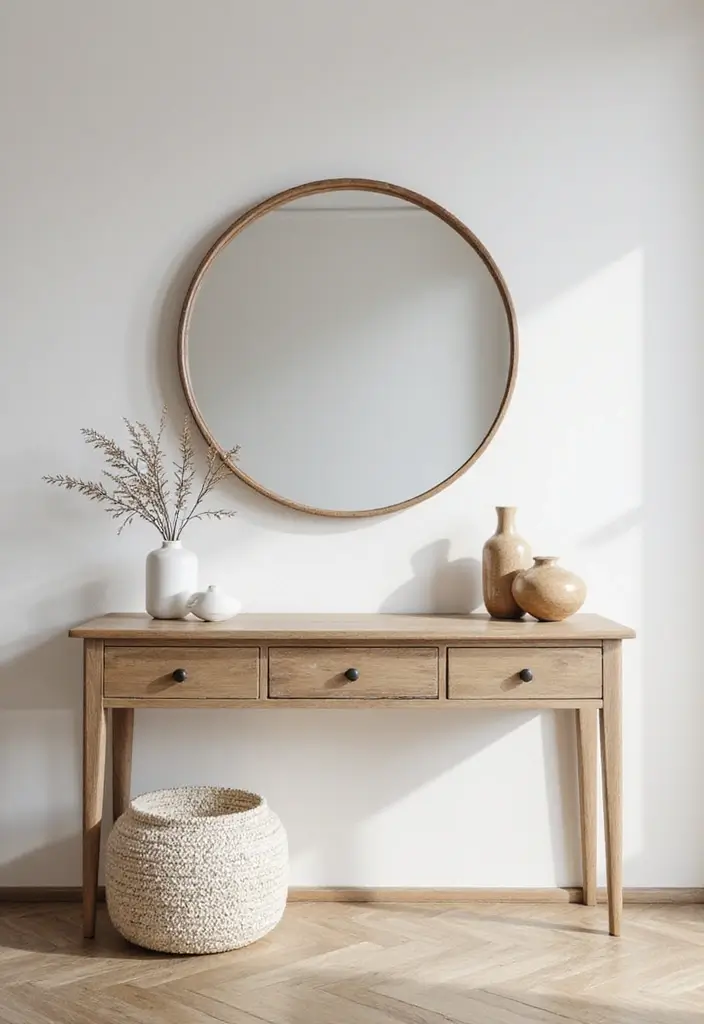 30 Living Room Console Table Decor Ideas - 15. Creative Use of Mirrors 1