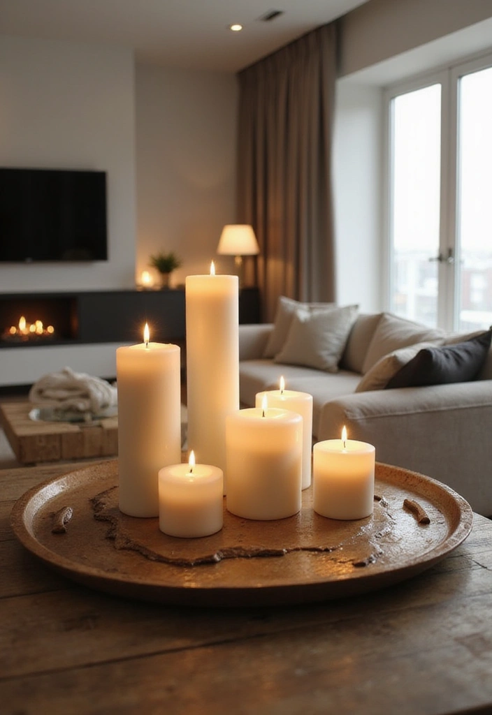 30 Living Room Console Table Decor Ideas - 21. Elegant Candle Arrangements 1