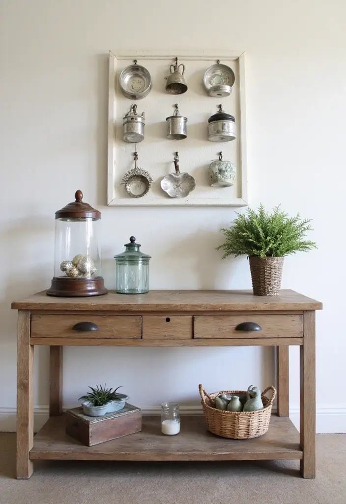 30 Living Room Console Table Decor Ideas - 23. Unique Holders for Decorative Items 1