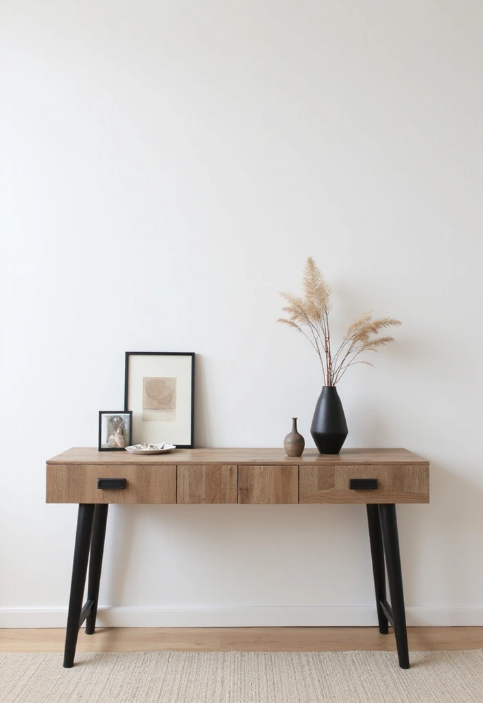 30 Living Room Console Table Decor Ideas - 26. The Power of Grids 1