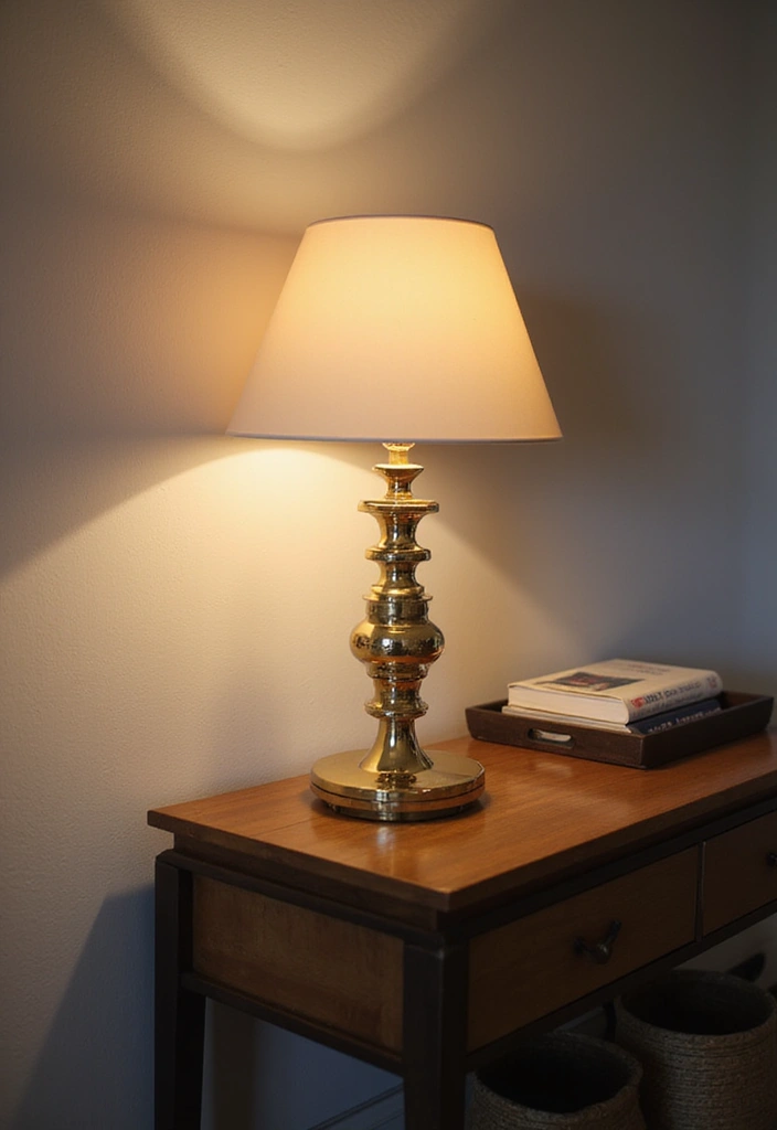 30 Living Room Console Table Decor Ideas - 4. Statement Lighting 1