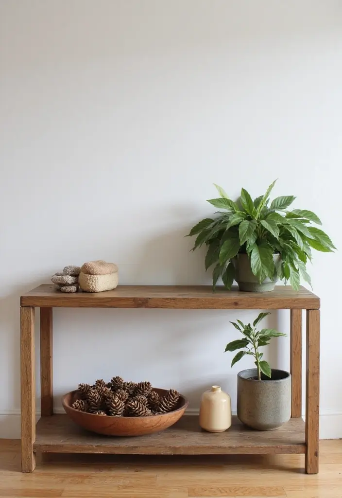 30 Living Room Console Table Decor Ideas - 6. Nature-Inspired Decor 1