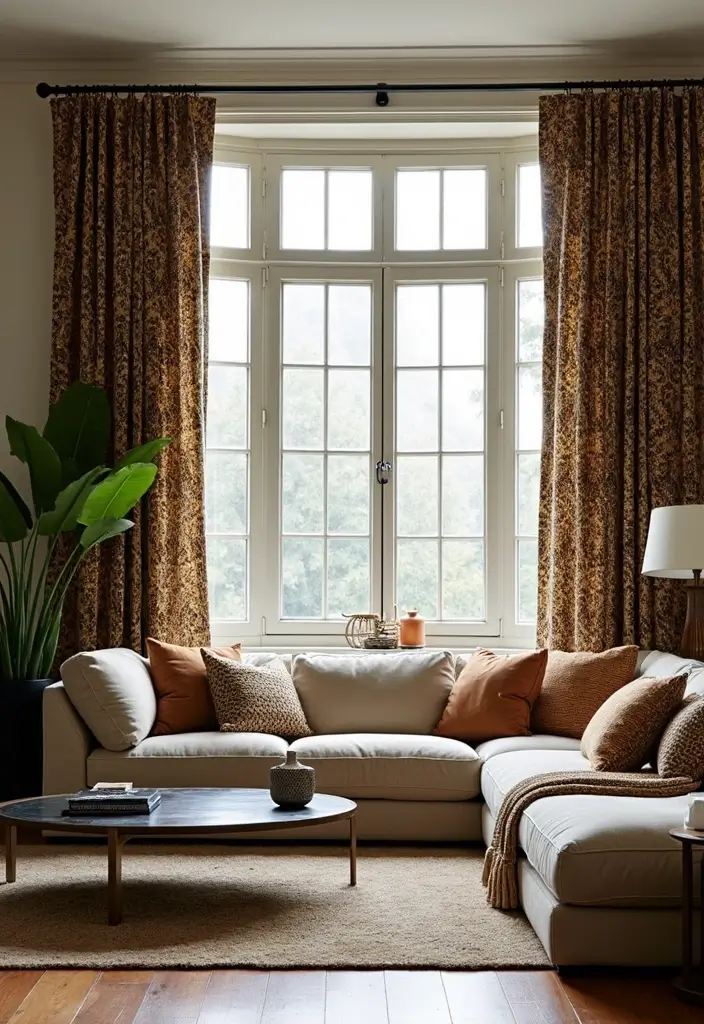 30 Living Room Curtain Ideas for Every Style - 13. Animal Print Delight 1