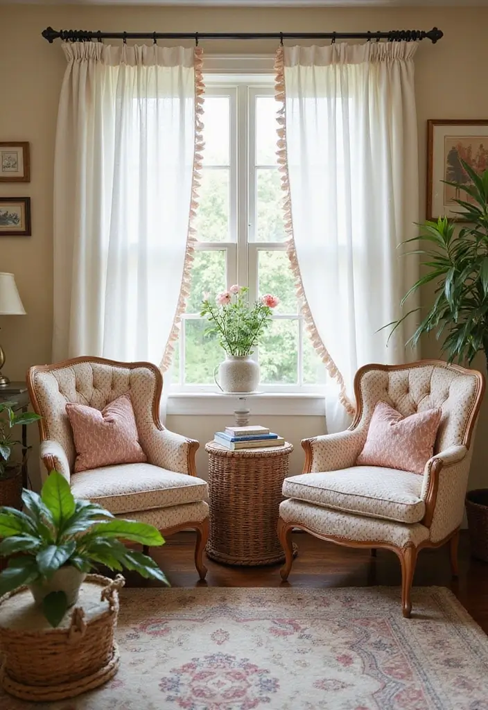 30 Living Room Curtain Ideas for Every Style - 18. Ruffled Edges for a Feminine Touch 1