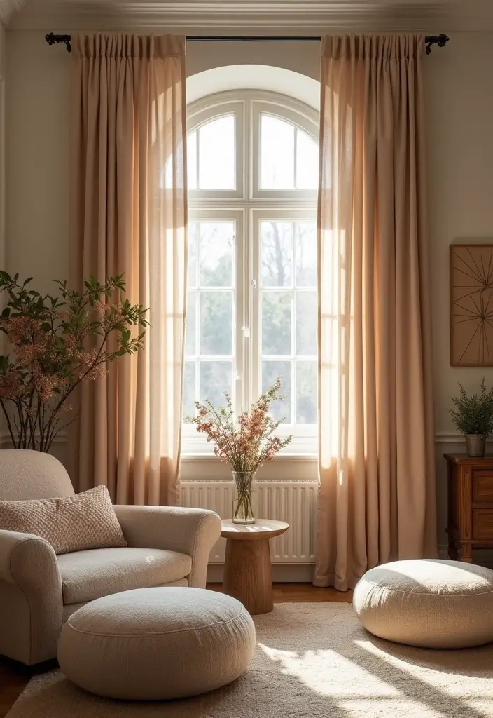 30 Living Room Curtain Ideas for Every Style - 25. Textured Fleece Curtains 1
