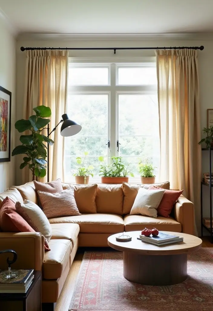 30 Living Room Curtain Ideas for Every Style - 26. Stylish Tab Top Curtains 1