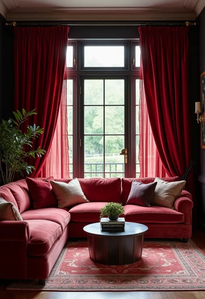 30 Living Room Curtain Ideas for Every Style - 6. Velvet Luxury 1