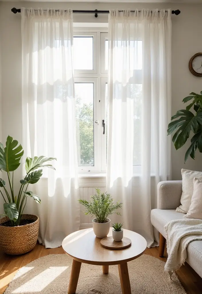 30 Living Room Curtain Ideas for Every Style - 7. Sheer Panels for a Light Breeze 1