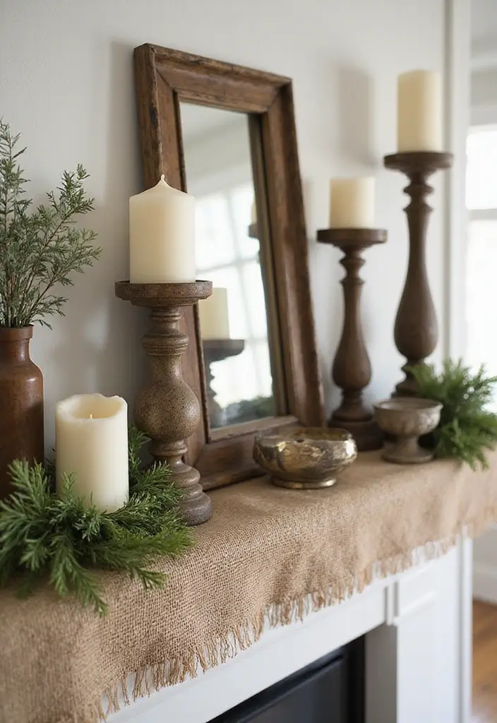 30 Living Room Mantle Decor Ideas: Rustic Farmhouse Style - 2. Layered Textures 1