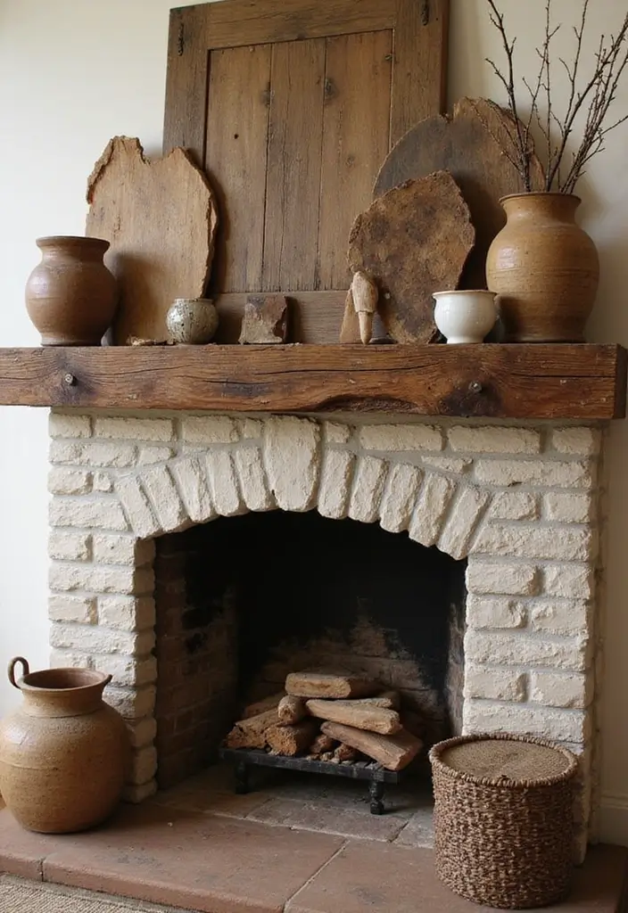 30 Living Room Mantle Decor Ideas: Rustic Farmhouse Style - 26. Handcrafted Items 1