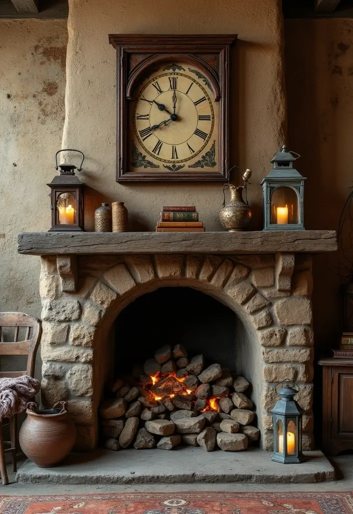 30 Living Room Mantle Decor Ideas: Rustic Farmhouse Style - 4. Vintage Finds 1