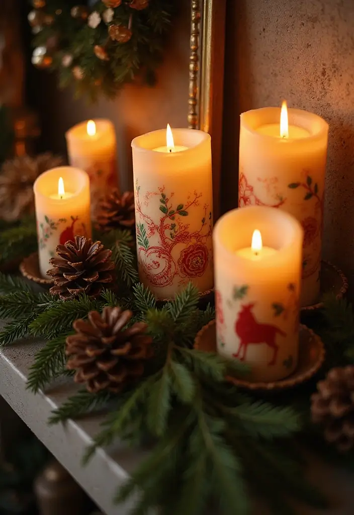 30 Living Room Mantle Decor Ideas: Rustic Farmhouse Style - 7. Candles and Holders 1