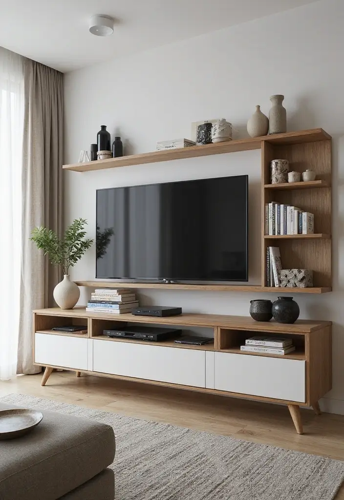 30 Living Room TV Stand Decor Ideas - 13. Multi-Functional Furniture 1