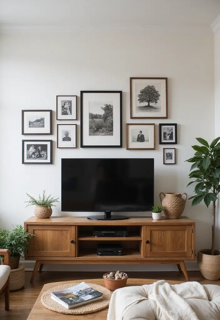 30 Living Room TV Stand Decor Ideas - 14. Personal Gallery 1