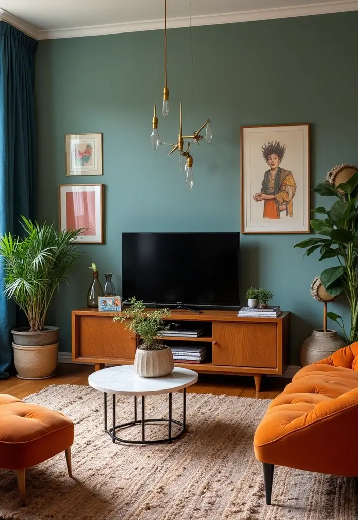 30 Living Room TV Stand Decor Ideas - 30. Eclectic Mix 1