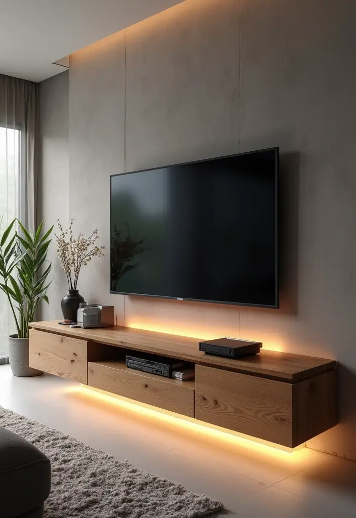 30 Living Room TV Stand Decor Ideas - 4. Floating Elegance 1