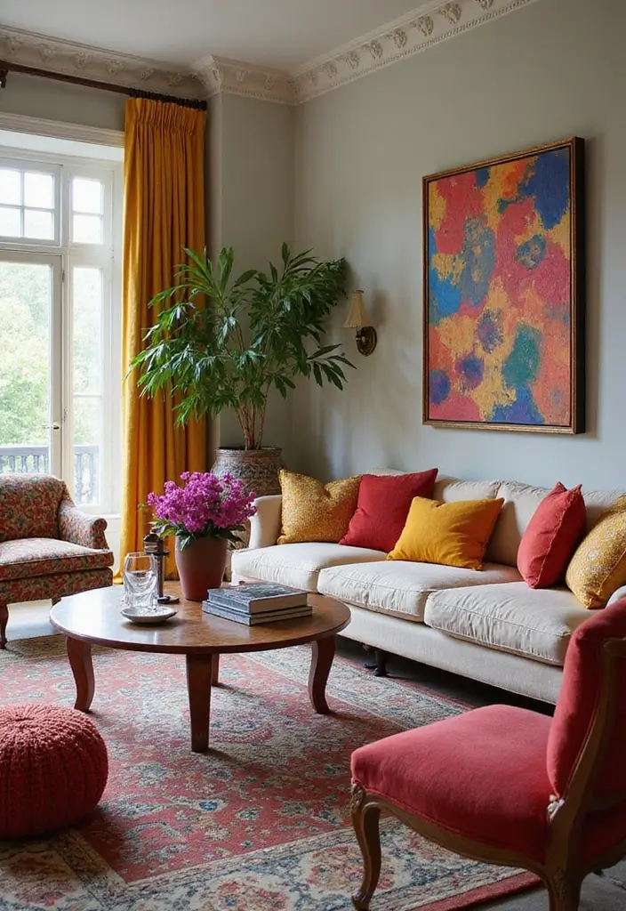 30 Luxury Living Room Decor Ideas for Elegant Homes - 24. Colorful Accents 1