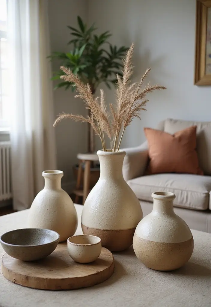 30 Luxury Living Room Decor Ideas for Elegant Homes - 7. Organic Decorative Objects 1