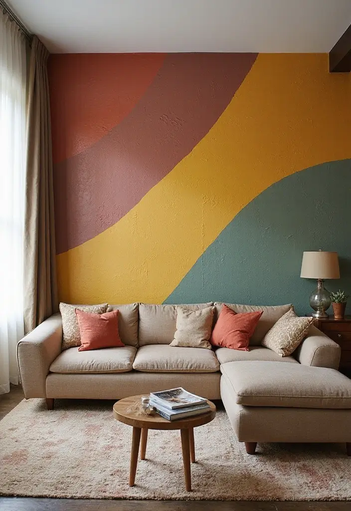 30 Mid Century Modern Living Room Decor Ideas - 11. Accent Walls 1