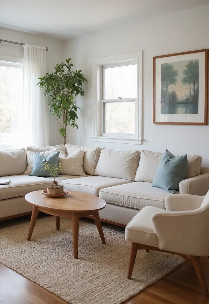 30 Mid Century Modern Living Room Decor Ideas - 15. Small Space Solutions 1