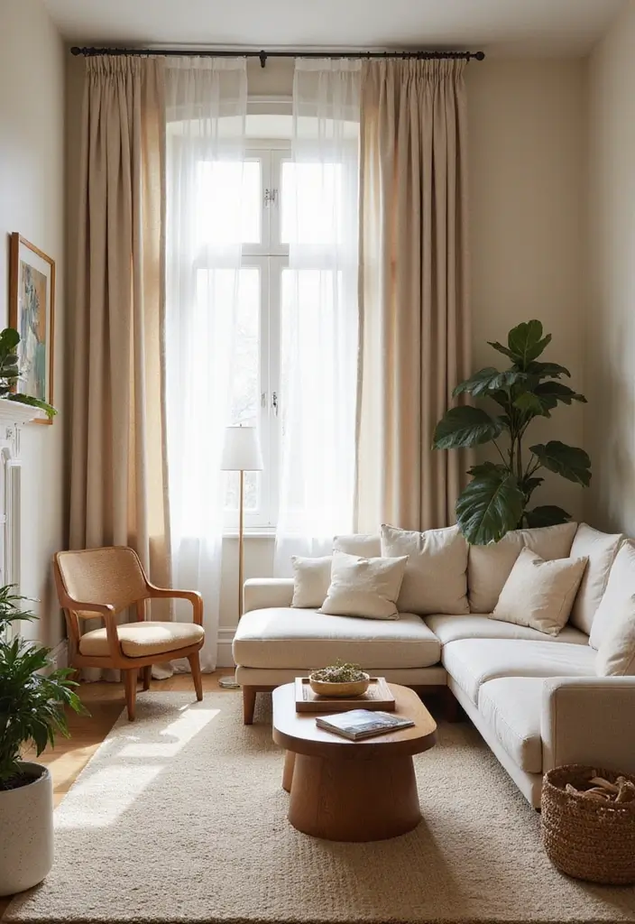 30 Mid Century Modern Living Room Decor Ideas - 24. Natural Fabrics 1