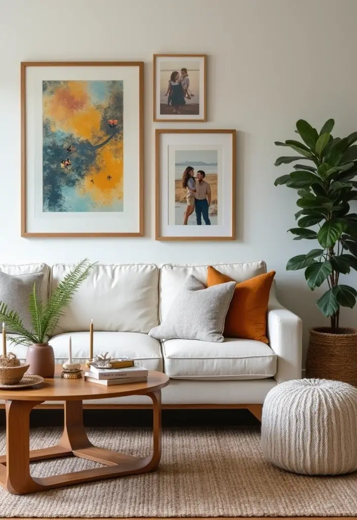 30 Mid Century Modern Living Room Decor Ideas - 29. Personalized Decor Elements 1