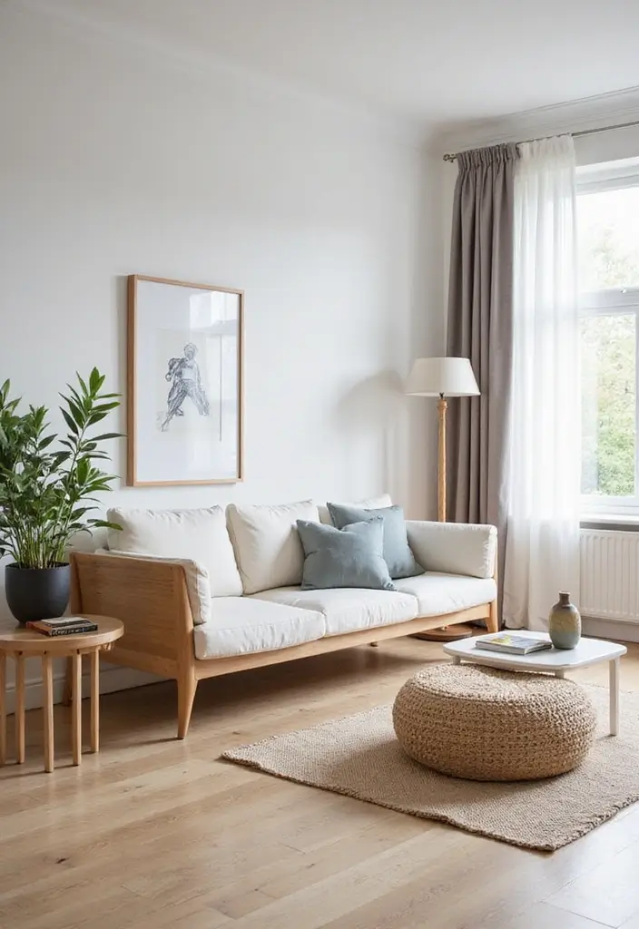 30 Mid Century Modern Living Room Decor Ideas - 8. Scandinavian-Inspired Wooden Accents 1