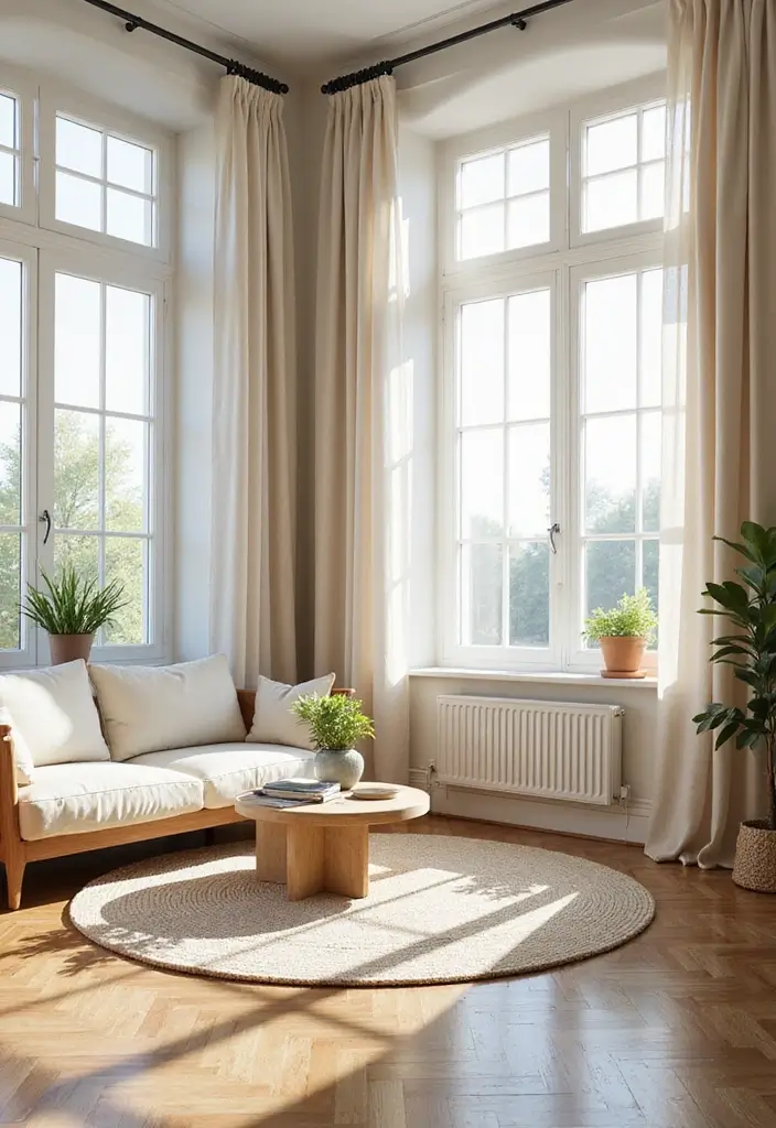 30 Natural Living Room Decor Ideas: Embrace Sustainable Bohemian Style - 11. Natural Light Play 1