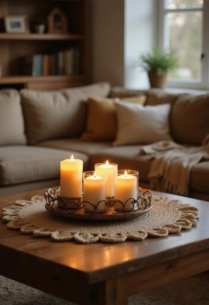 30 Natural Living Room Decor Ideas: Embrace Sustainable Bohemian Style - 18. Earth-Friendly Candles 1