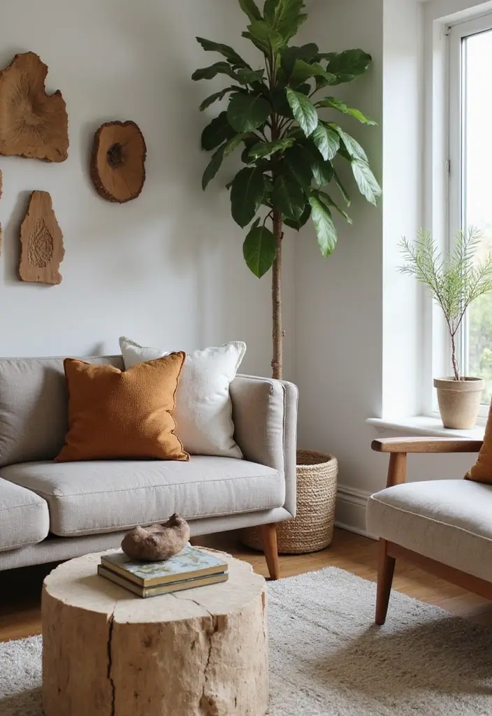 30 Natural Living Room Decor Ideas: Embrace Sustainable Bohemian Style - 21. Nature-Inspired Decorative Accents 1
