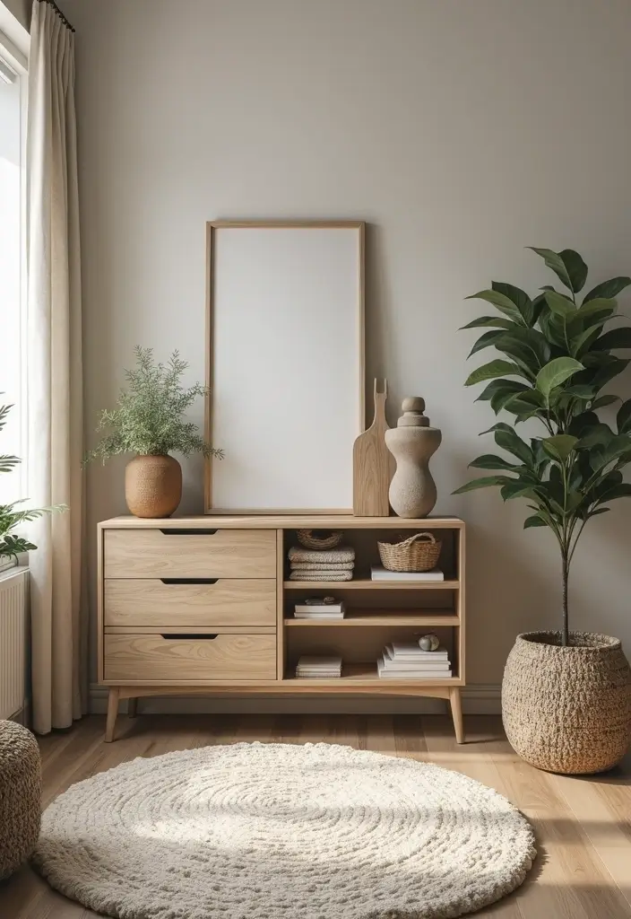 30 Natural Living Room Decor Ideas: Embrace Sustainable Bohemian Style - 27. Functional Decor 1