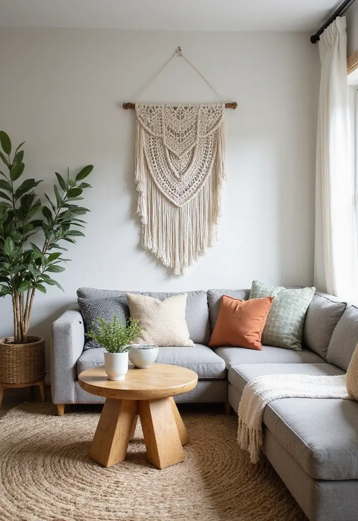 30 Natural Living Room Decor Ideas: Embrace Sustainable Bohemian Style - 8. Macrame Wall Hangings 1