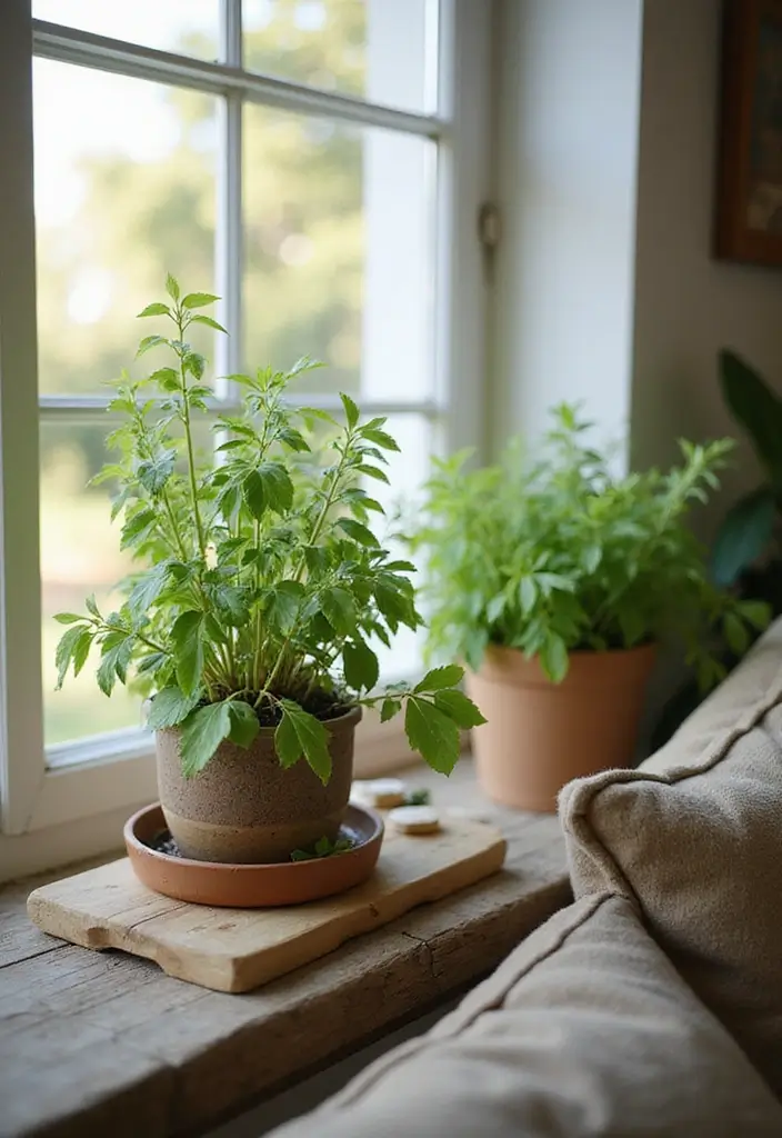 30 Natural Living Room Decor Ideas: Embrace Sustainable Bohemian Style - 9. Indoor Herb Garden 1