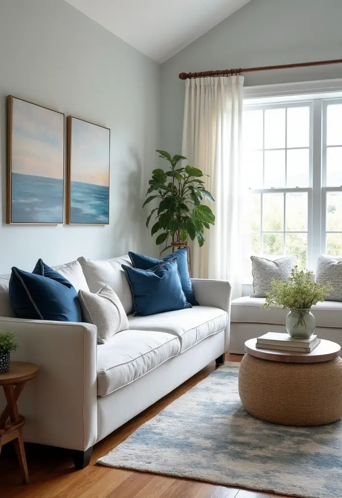 30 Navy Blue Living Room Decor Ideas - 27. Coastal Color Palette 1