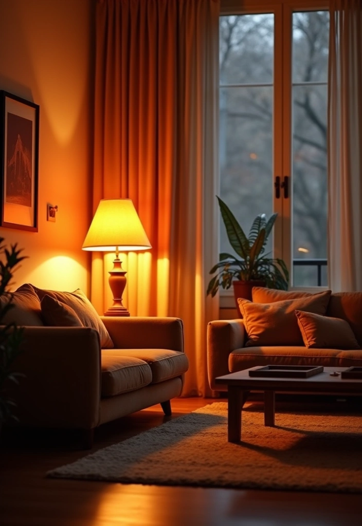 30 Orange Living Room Decor Ideas for Vibrant Homes - 11. Orange Lamps 1