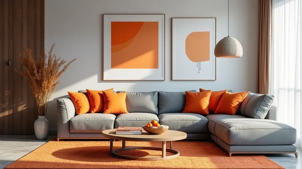 30 Orange and Grey Living Room Decor Ideas