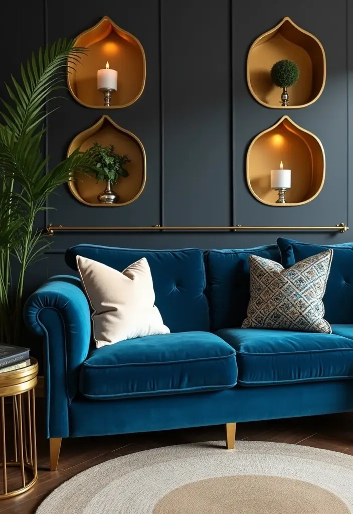30 Royal Blue Living Room Decor Ideas - 2. Luxurious Royal Blue Velvet Sofa 1