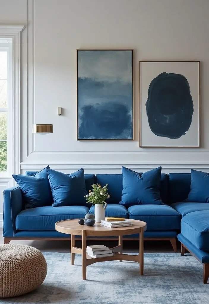 30 Royal Blue Living Room Decor Ideas - 6. Mixing with Navy Blue Accents 1