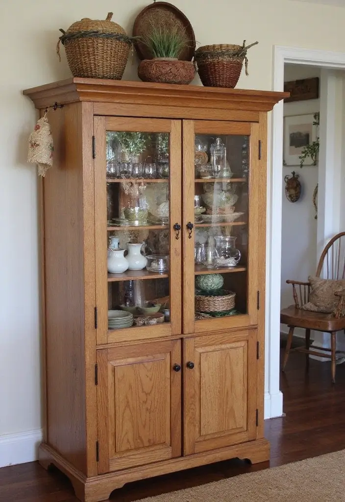 30 Rustic Living Room Cabinet Decor Ideas to Elevate Your Space - 13. Rustic Textile Accents 1