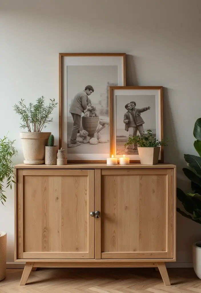 30 Rustic Living Room Cabinet Decor Ideas to Elevate Your Space - 8. Personalized Family Photos 1