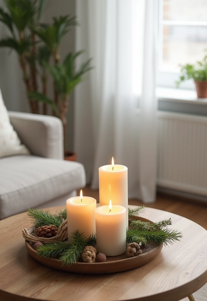 30 Small Living Room Christmas Decor Ideas for a Minimalist Touch - 17. Simple Holiday Table Decor 1