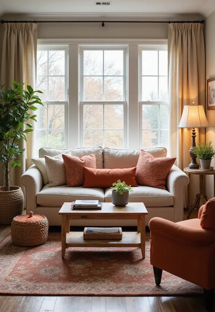 30 Small Living Room Christmas Decor Ideas for a Minimalist Touch - 20. Seasonal Color Accents 1