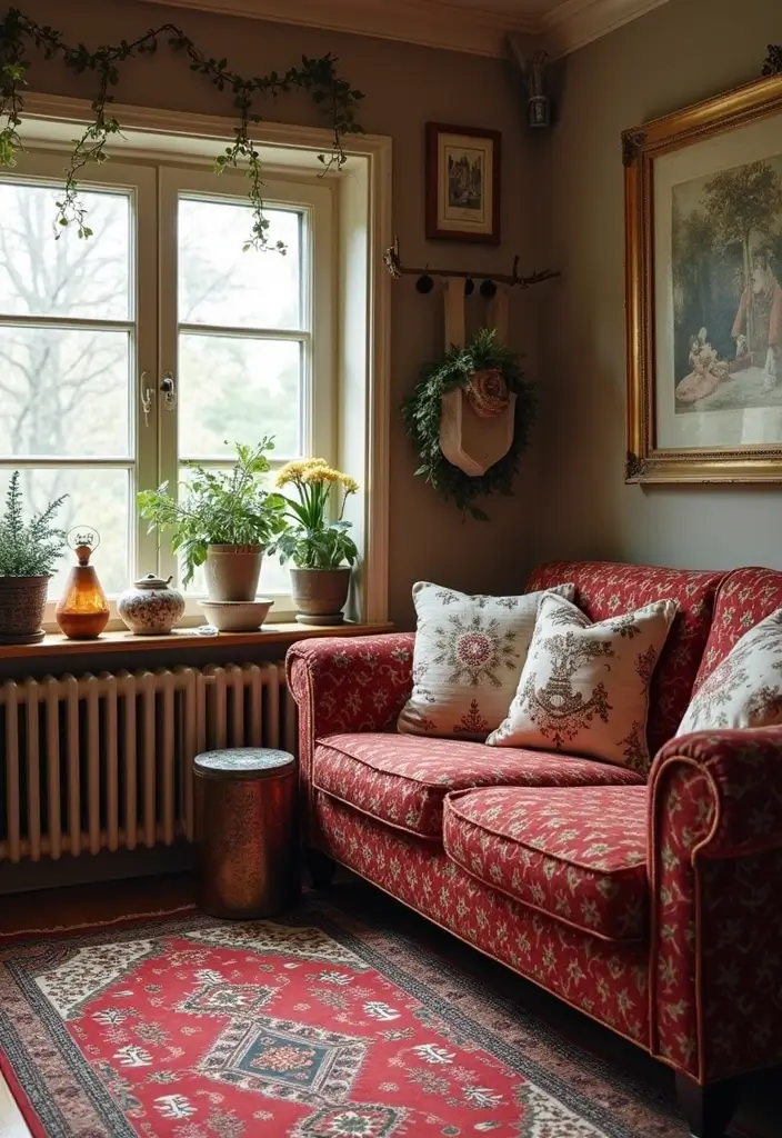 30 Small Living Room Christmas Decor Ideas for a Minimalist Touch - 25. Vintage Holiday Accents 1