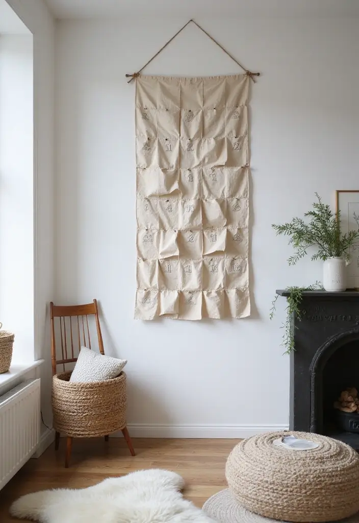 30 Small Living Room Christmas Decor Ideas for a Minimalist Touch - 9. Fabric Advent Calendar 1